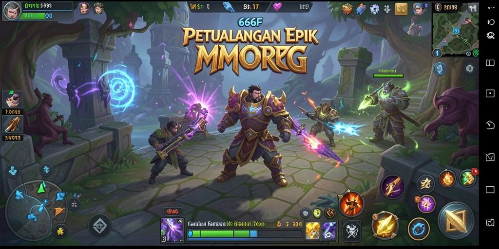 Screenshot dari gameplay 666F yang menunjukkan pertempuran epik dalam MMORPG.