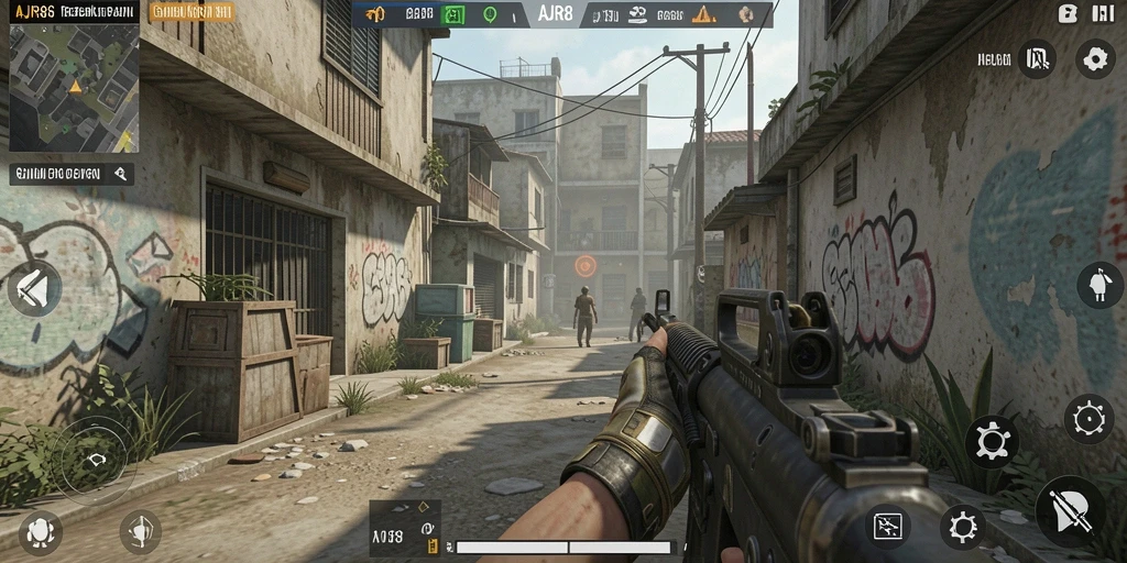 Tampilan gameplay AJR88 dengan aksi tembak-menembak yang intens.