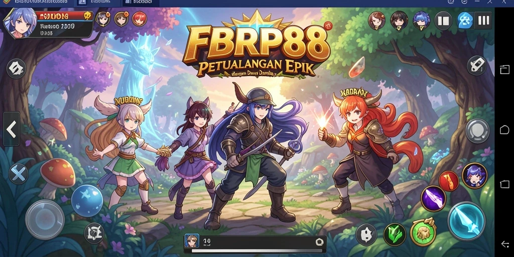 Screenshot utama FBRP88 menampilkan aksi gameplay yang dinamis dan karakter anime yang menarik.