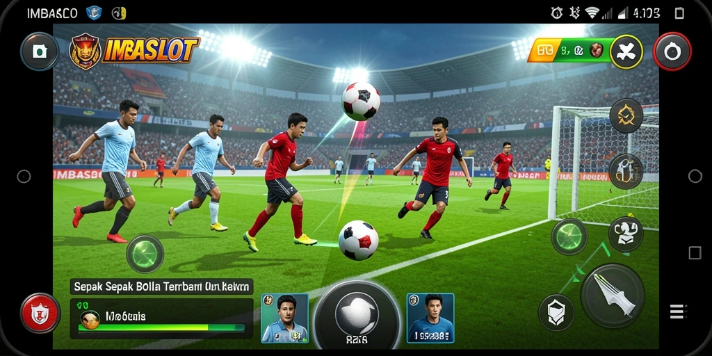 Tampilan gameplay menegangkan dalam IMBASLOT saat pertandingan sepak bola.