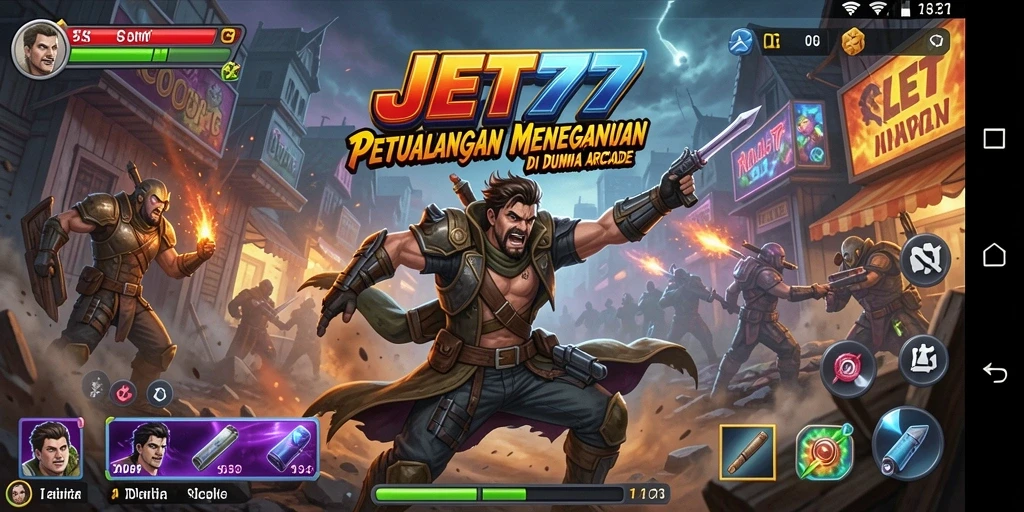 Tampilan gameplay memukau dari JET77 yang menghadirkan aksi Arcade seru.