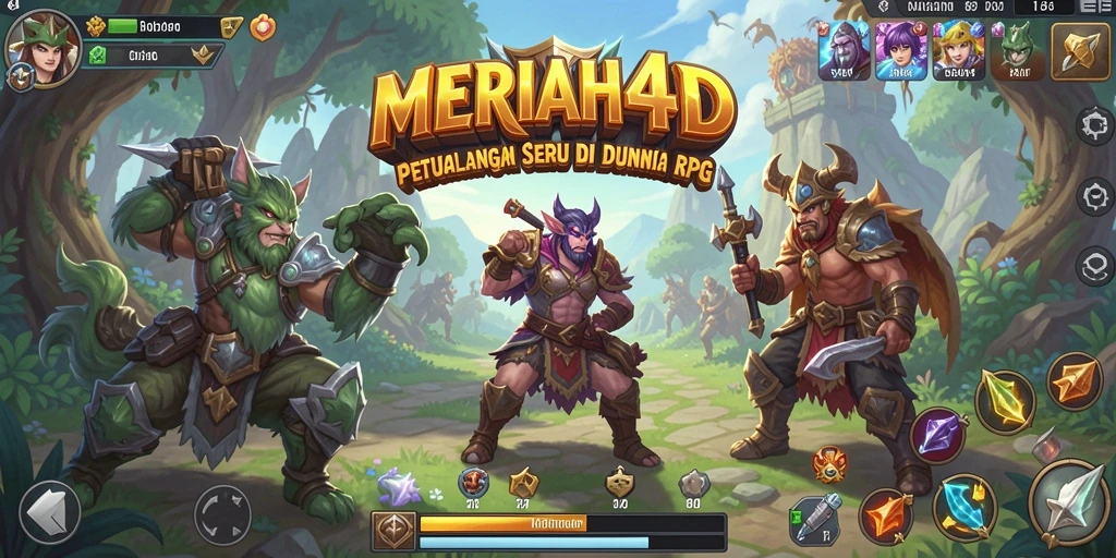 Tampilan gameplay MERIAH4D yang menampilkan pertarungan epik dan petualangan.