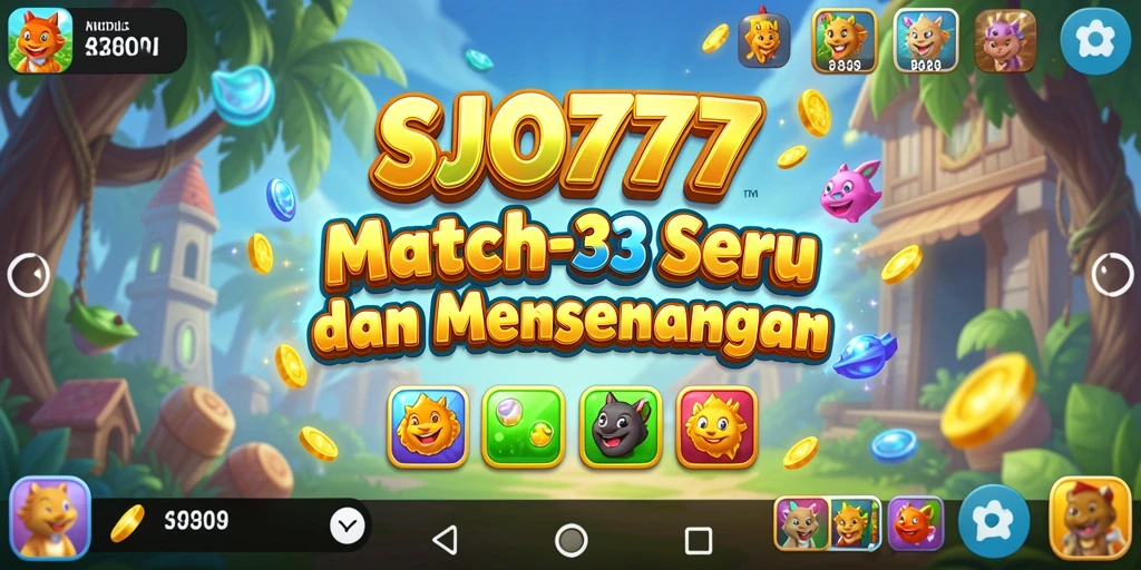 Screenshot SJO777 menampilkan gameplay Match-3 yang menarik dan penuh warna.