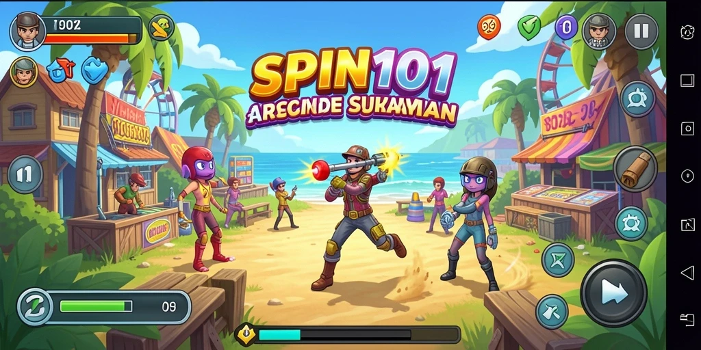 Gameplay seru SPIN101 dengan grafis menarik dan tantangan arcade.