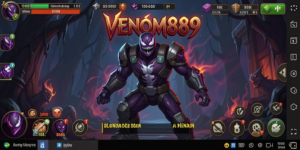 Tampilan gameplay seru dari VENOM889 yang menampilkan karakter menarik saat Idle.