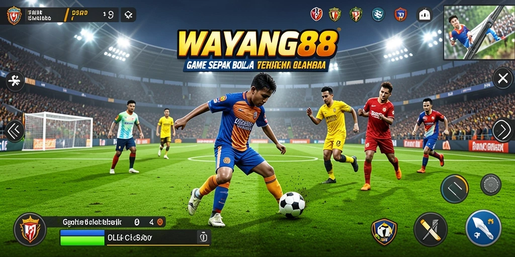 Tampilan gameplay yang menarik di WAYANG88 saat bermain sepak bola.