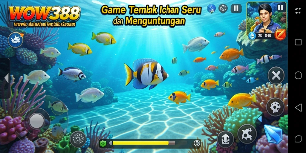 Tampilan gameplay WOW388 yang seru dan memukau dengan grafis tembak ikan.